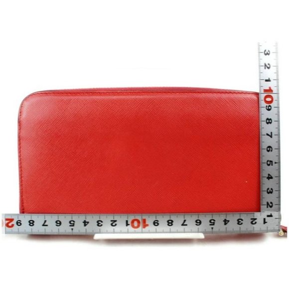 PRADA True Red Saffiano Leather XL Zip Around - Picture 5 of 8